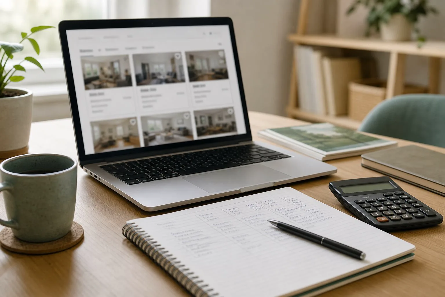A simple desk setup for comparing rental options